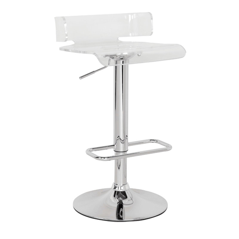 Kail Swivel Adjustable Height Counter Stool with Metal Frame, Clear