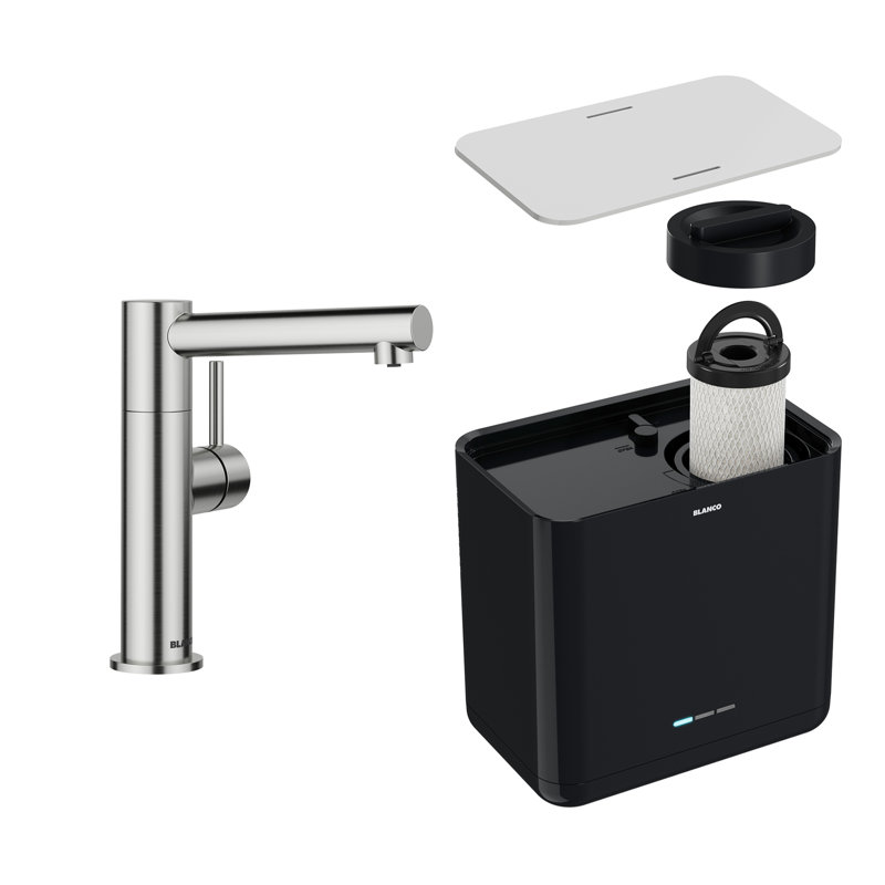 Système de filtration d'eau sous-évier BLANCO AQUA + Robinet de boisson ALTA II en acier PVD, Acier Inoxydable