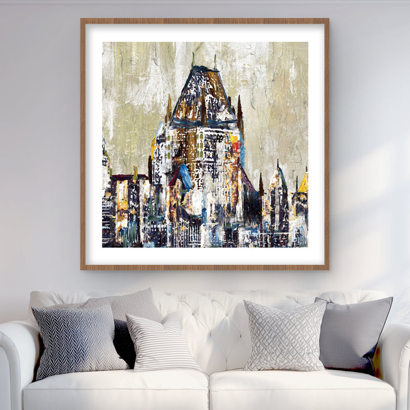 «Abstract château frontenac», chambre à coucher, reproduction encadrée, Brun