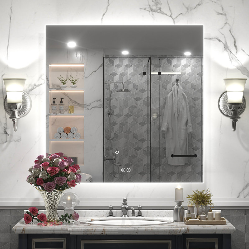 Wayfair Basics® UL Certified LED Anti-Fog Tempered Glass Bathroom/Vanity Mirror, 36" x 36"