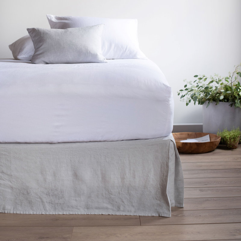 100% French Linen Bedskirt, Queen, Pebble Heather