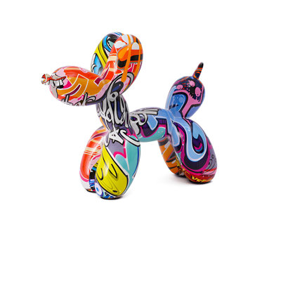 Modern Minimalist Flocked Balloon Dog Sculpture Elegant Home Decor Accent