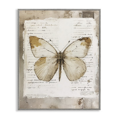 «Rustic Butterfly Collage», estampe numérique encadrée par RileyB bf-803