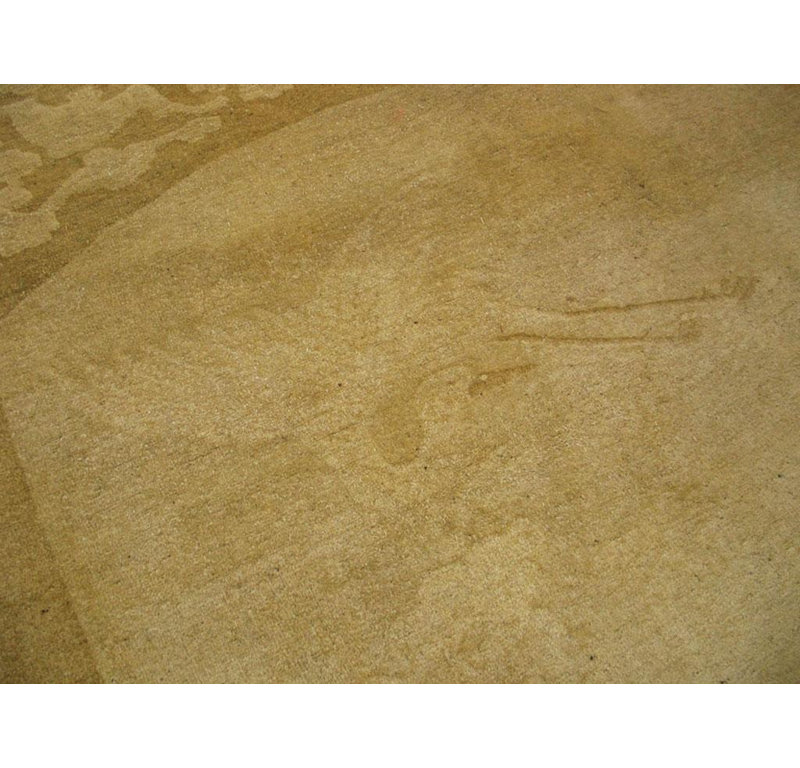 1930s Beige Dragon Crane Antique Chinese Peking Rug 7' 1" x 9' 6" Wool Carpet