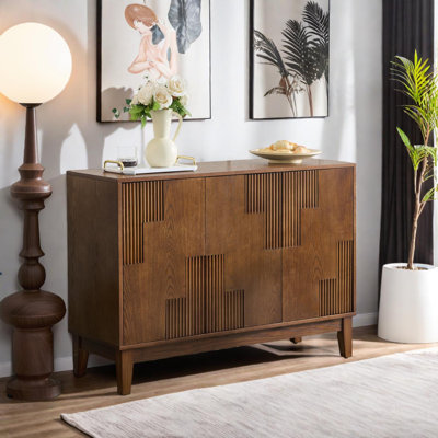 44.3'' Mid-Century Modern Buffet Cabinet with Storage, 3-Door Sideboard with Adjustable Shelves