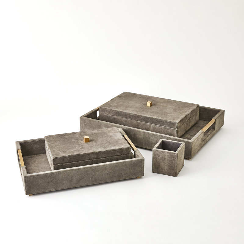 Posh Pencil Cup-Parchment Suede, Gray