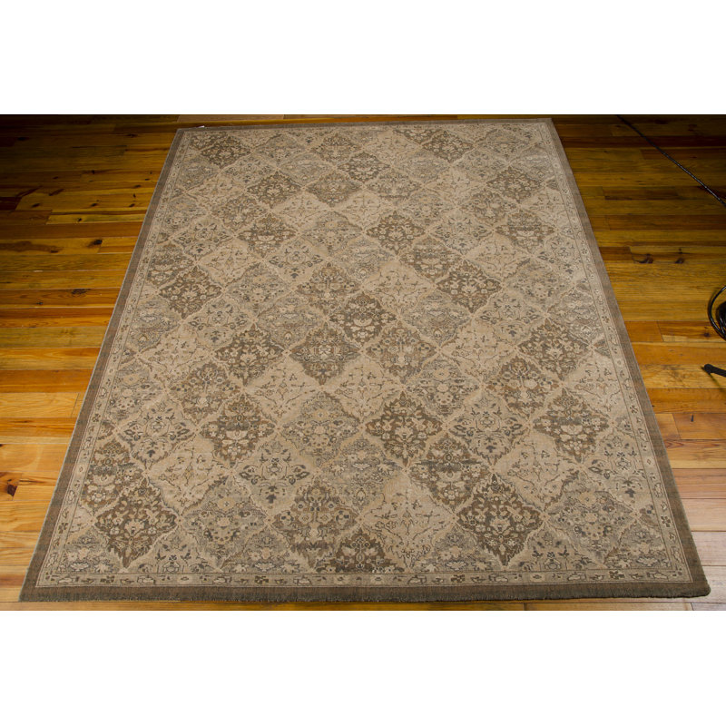 Tapis brun en soie sans filtre, Rectangle 7 pi 9 po x 9 pi 9 po