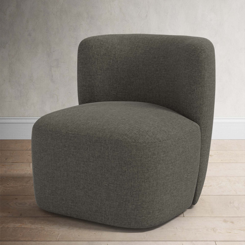 Mariza Upholstered Swivel Accent Chair, Zuma Charcoal Textured Linen