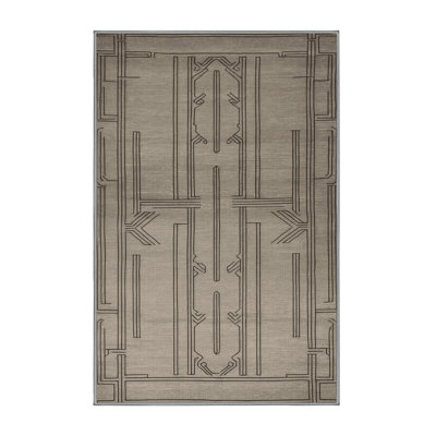 Machine Washable Art Deco Gray Area Rug