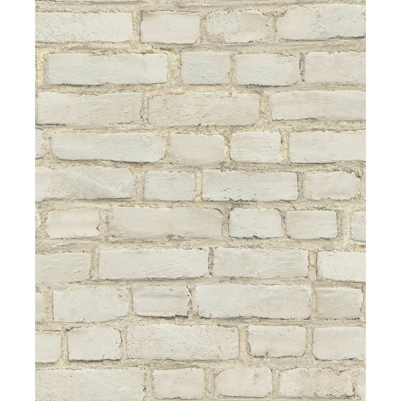 Bricks and More Collection Coastal Brick Effect Wallpaper Roll, Beige