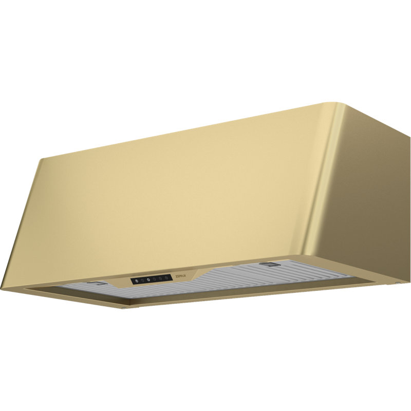 Zephyr Mesa 90 cm. Wall Mount Range Hood with LED Lights, Satin Gold