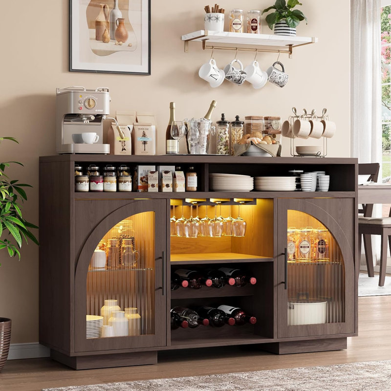 Armoire de cuisine avec DEL - brun, Brun