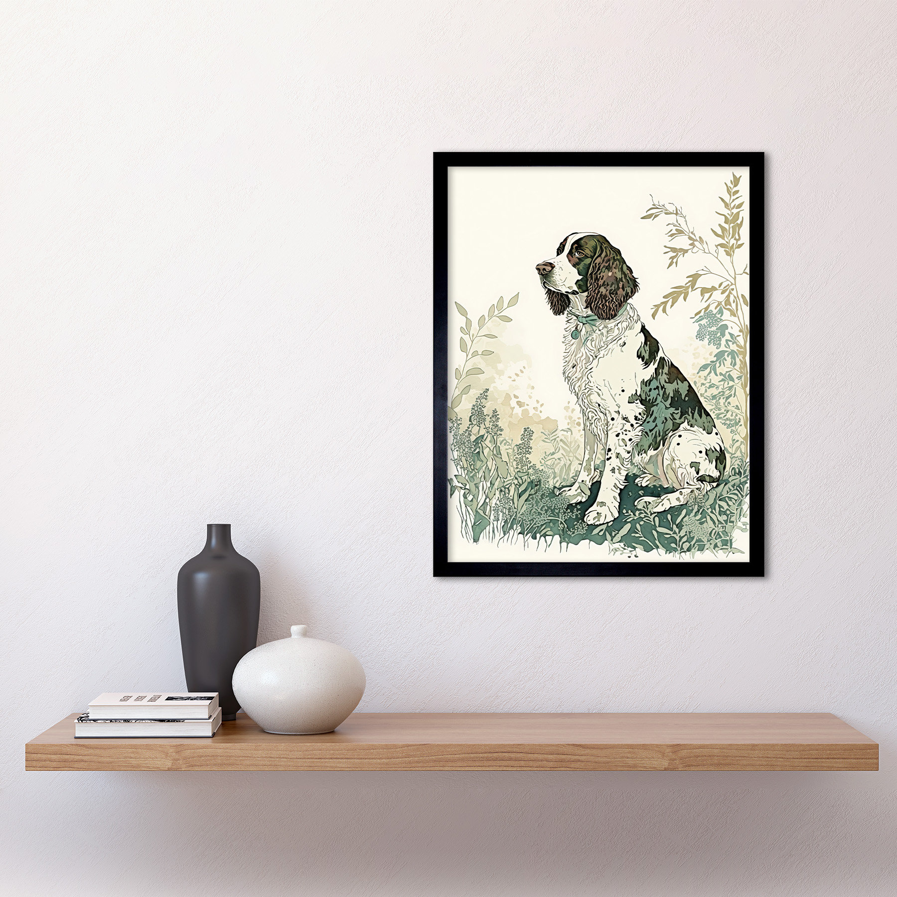 Springer Spaniel Pastel Pattern Marlow Home Co. English Springer Spaniel Dog in Field Modern Pastel ...