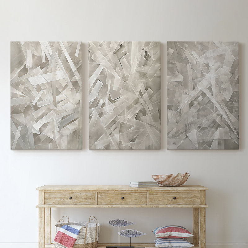 Abstract Series XIX -Set Of 3 Gallery Wrapped Canvas -Ready to Hang, 27" H x 18" W