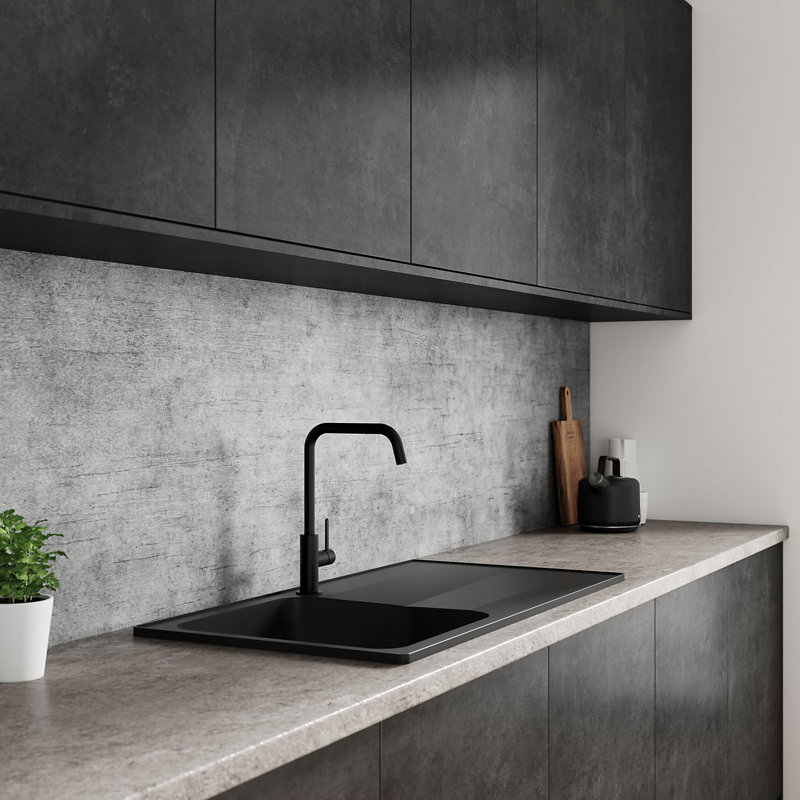Brooklyn Concrete Aluminium Kitchen Hob Splashback, 305 cm x 75 cm