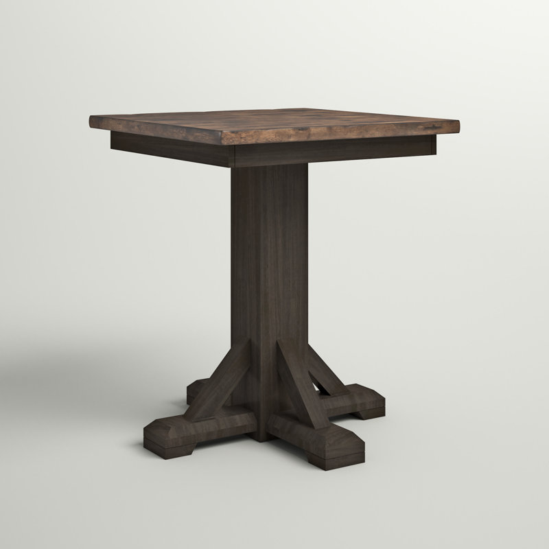 Athey Rubberwood Square Solid Wood Top with Solid Wood Base Dining Table, Bar Height (42” Height)