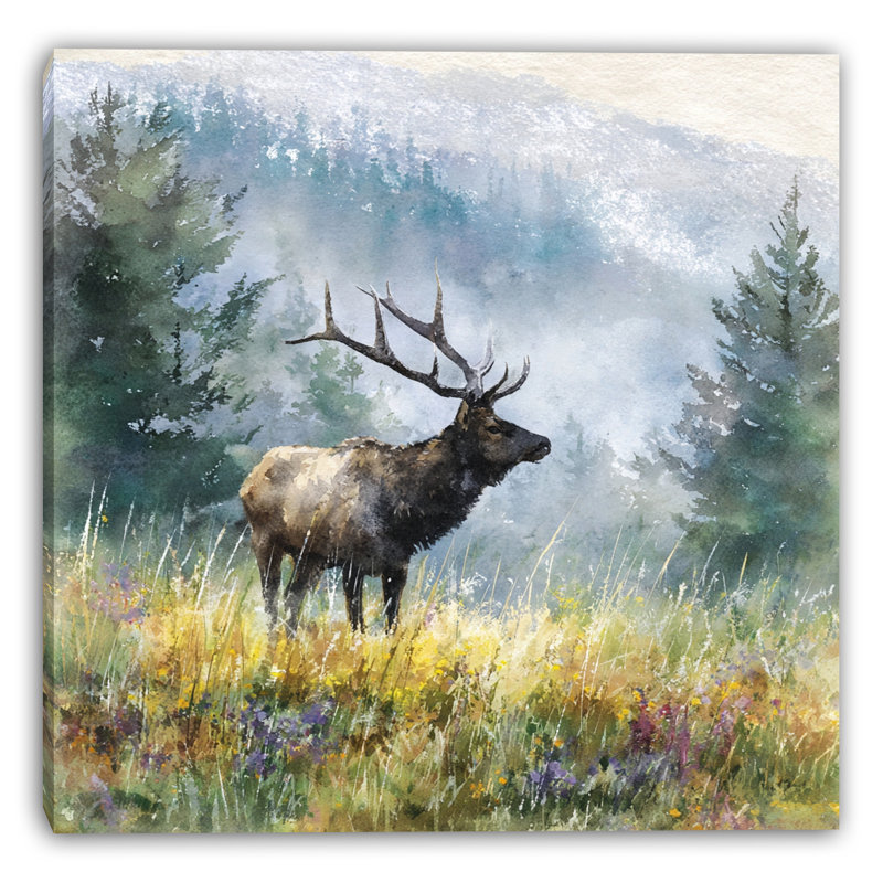 «Elk in Morning Meadow», art mural sur toile tendue