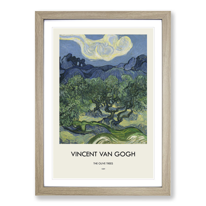 The Olive Trees by Vincent Van Gogh - Picture Frame Painting, 48cm H x 36cm W x 2cm D, Oak Framed
