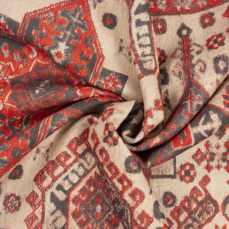 GLN Rugs Vintage Collection - Machine Washable Area Rug, Vintage Washable Rug, Non Slip Area Rug, Low Pile Living Room Rug, Bedroom Rug, Bathroom Rug - Easy Clean (Red and Black Rug)