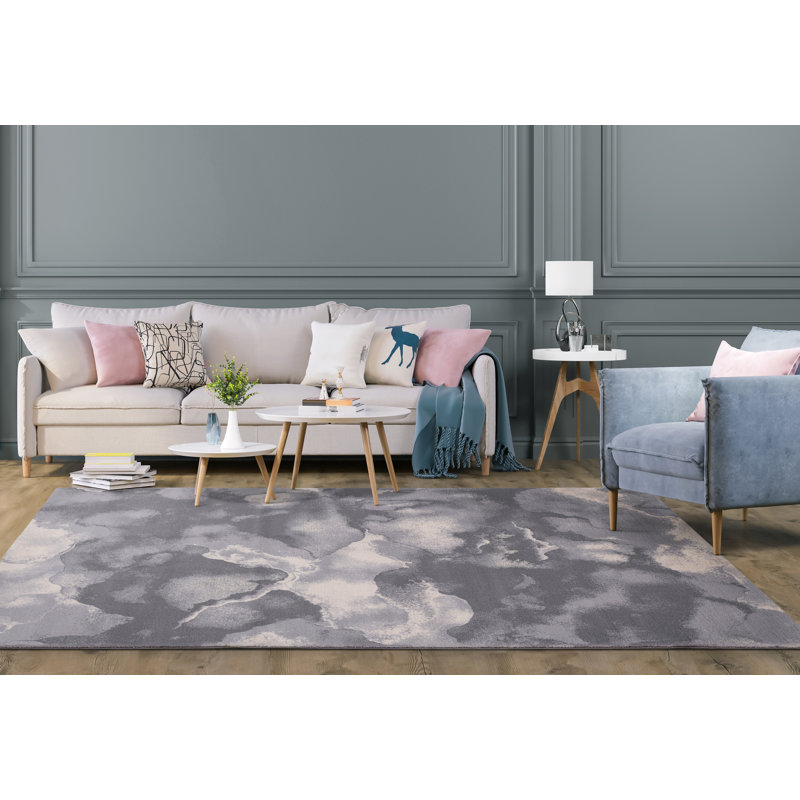 Diverse Cirrus Power Loom Wool Grey Rug, Rectangle 133 x 180cm