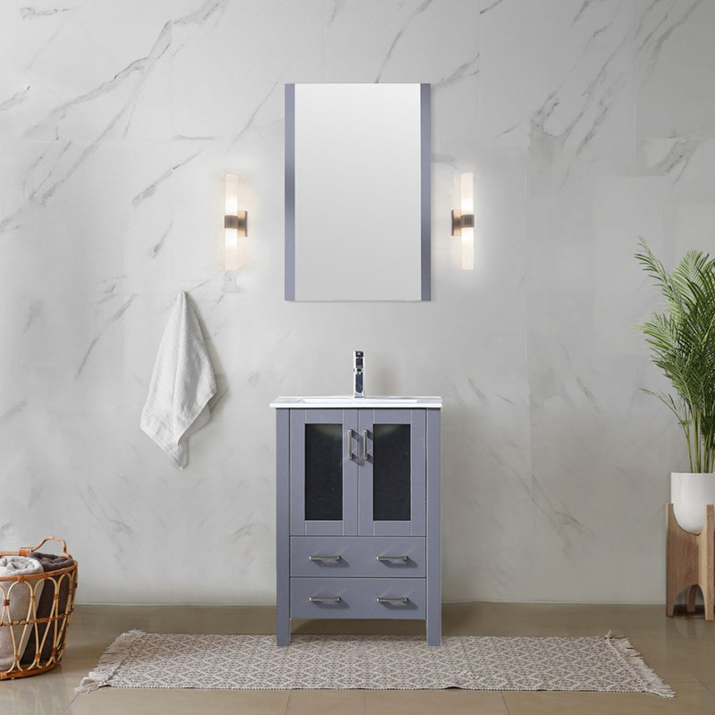 Meuble-lavabo avec comptoir en céramique blanche