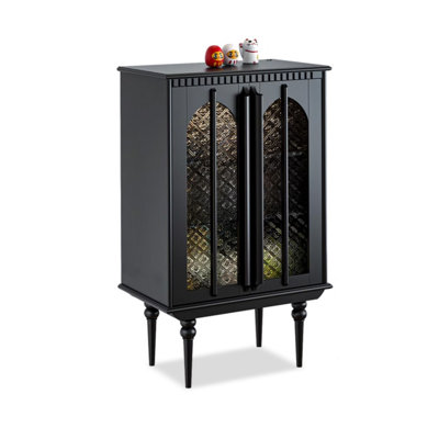 Black Solid + Manufactured Wood+Glass Display Cases