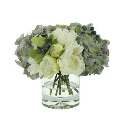 Ferrer Faux Floral Arrangement with Hydrangeas, Peonies and Berries