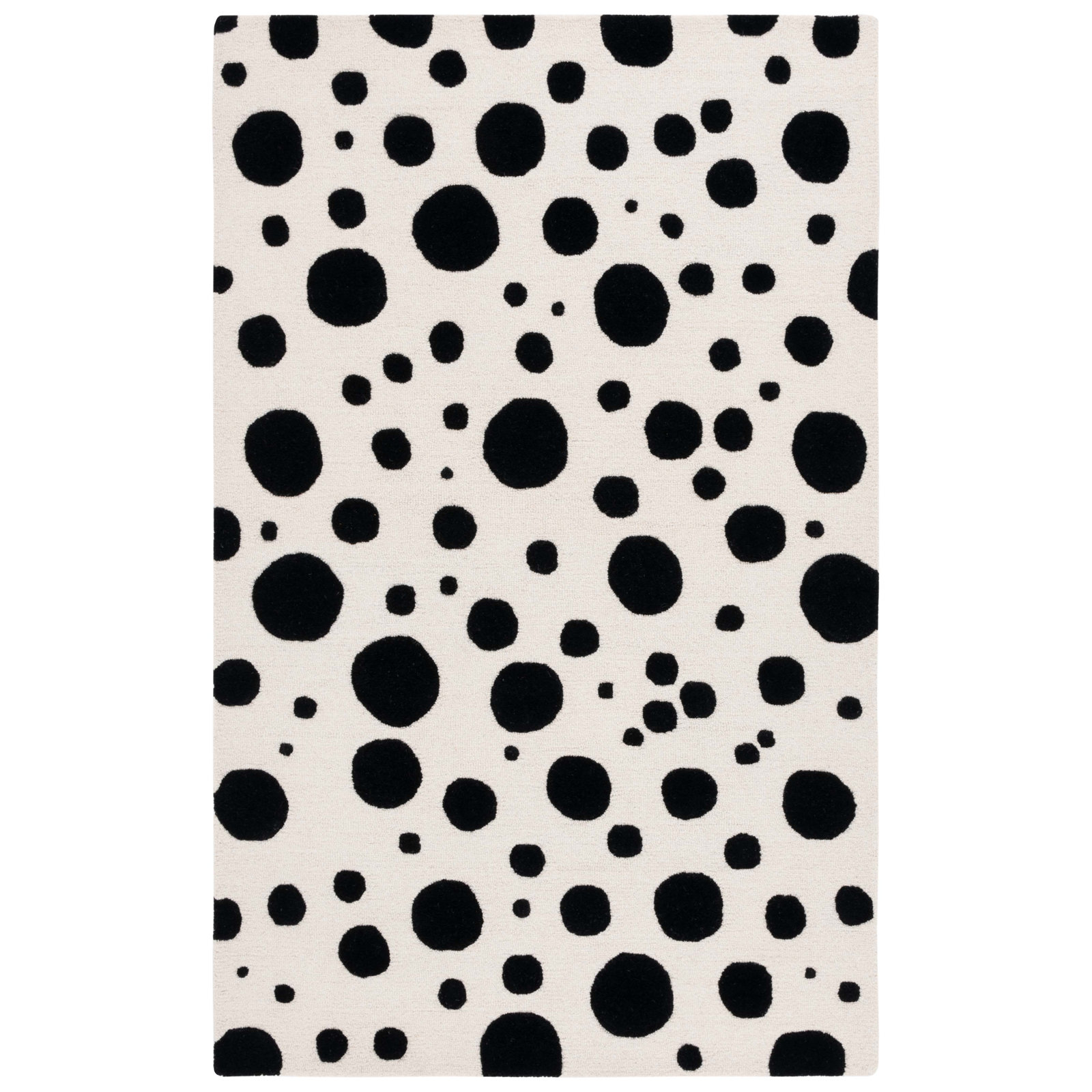 Camey Ivory Black Hand-Tufted Rug, Rectangle 5' x 8'