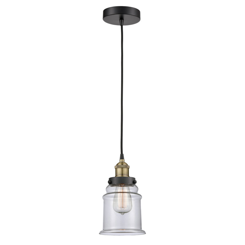 Luminaire suspendu en forme de cloche à 1 lumière Amiriya, Transparent, Laiton brossé, H 11 po x l 6 po x P 6 po