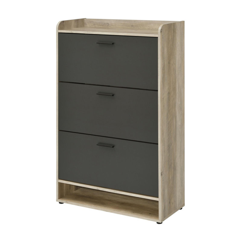 Kyla 3-tier Shoe Storage Cabinet, Black/Natural