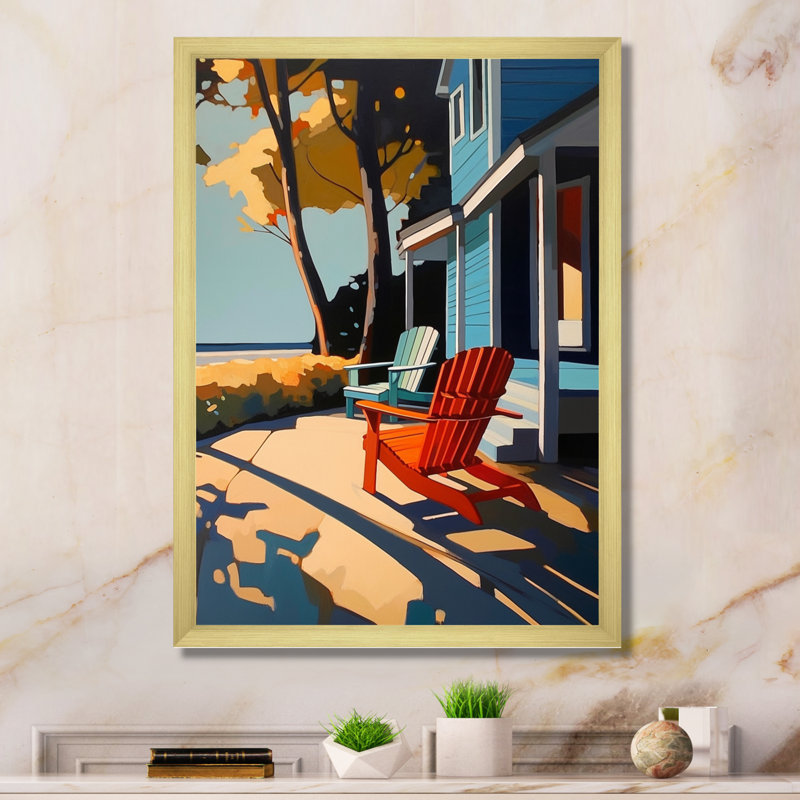 "Blue and Red Cityscape Chronicles", reproduction d'art sur toile, H 20 po x l 12 po x P 1 po, Encadrement doré