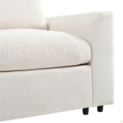 Chenille Accent Chair with Ottoman, Modern Lounge Chair Set with Solid Wood Frame, Comfy Armchair with Throw Pillow for Living Room, Bedroom & Apartment