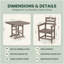 Ensembles de salle à manger de patio peu encombrants, aspect bois rustique HDPE pour balcon de patio
