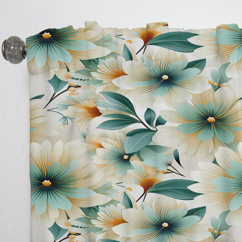Vintage Glamour Sophisticated Flowers I - Glam Curtain - Velvet Room Darkening - 1 Panel, 52" W x 108" L