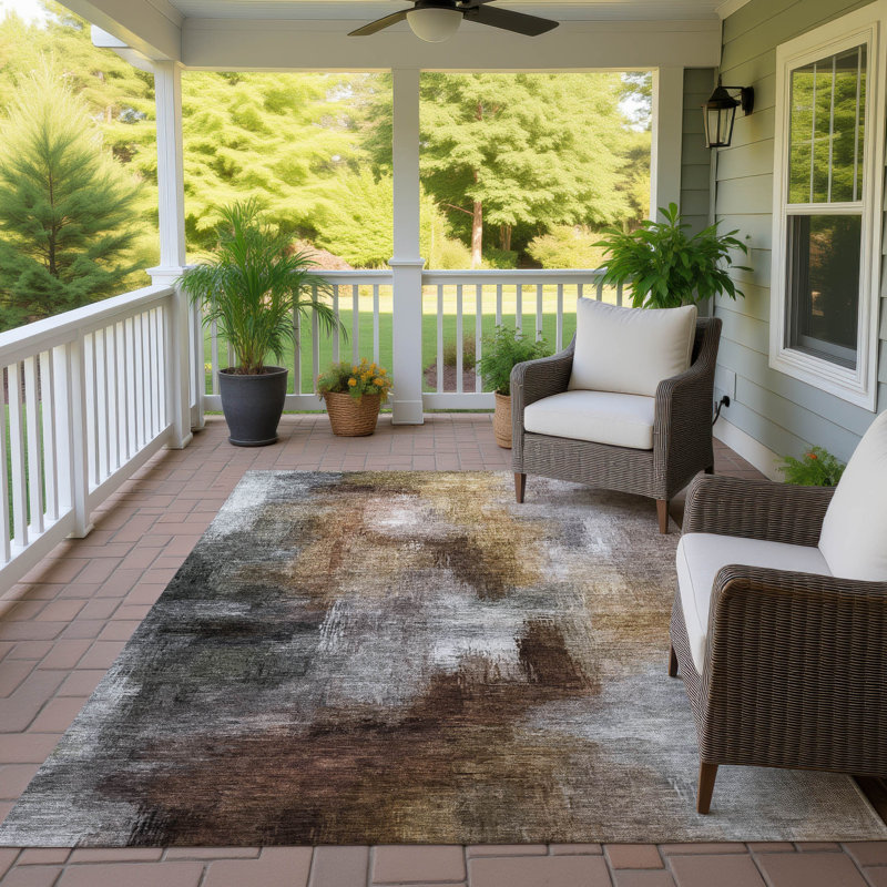 Machine Washable Indoor/Outdoor Chantille ACN2738 Modern Rug, 10' x 14', Granite