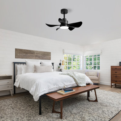 28 Inch Ceiling Fan with Light, 5 ABS Blades,Remote Control,6-speed Reversible DC Motor for Living Room,Bed Room,Dining Room.