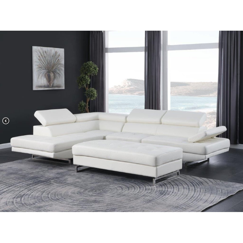 Armes Upholstered L-Shaped Sectional, Left Hand Facing, Black Faux Leather