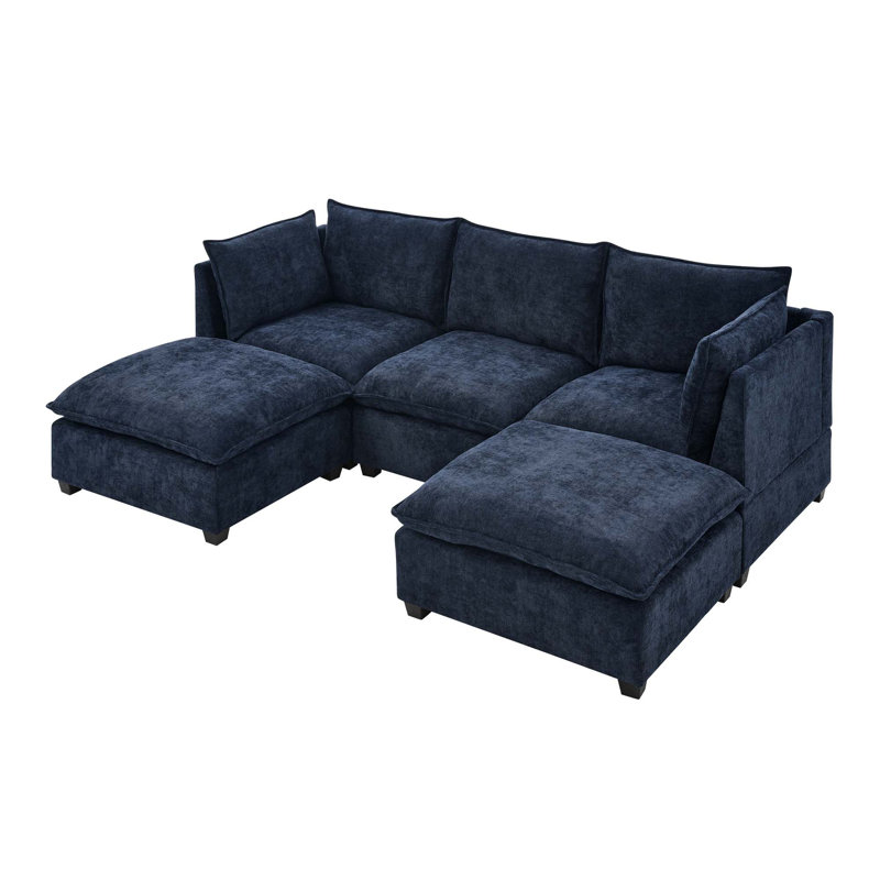 Canapé modulaire Comfy Cloud avec 2 repose-pieds, canapé-lit en chenille et coussins décoratifs