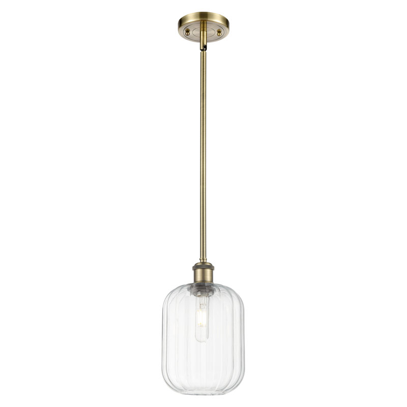 Mini-luminaire suspendu 1 lumière Ballston - Ameiya, Clair, Laiton antique