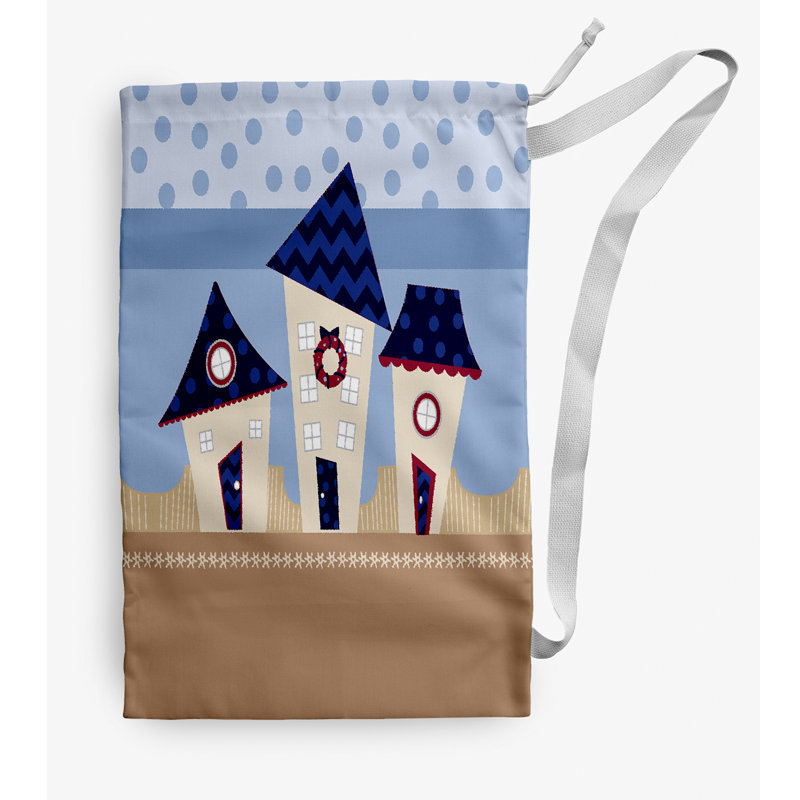 Sac à linge maisons de Noël, Petit (H 29 po x l 18 po), Bleu