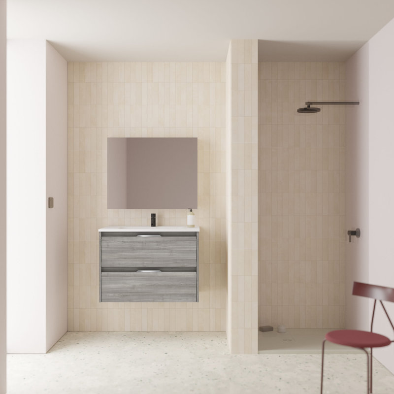 Vanity & Mirror Set, Grey