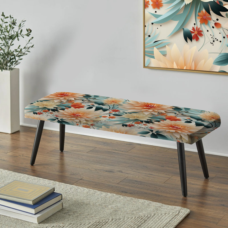 Éclectique floral Collage III - banc rembourré noir pastel