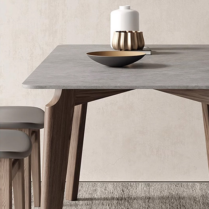 Modern style rectangular rock plate dining table, 29.53"H x 55.12"L x 31.5"W