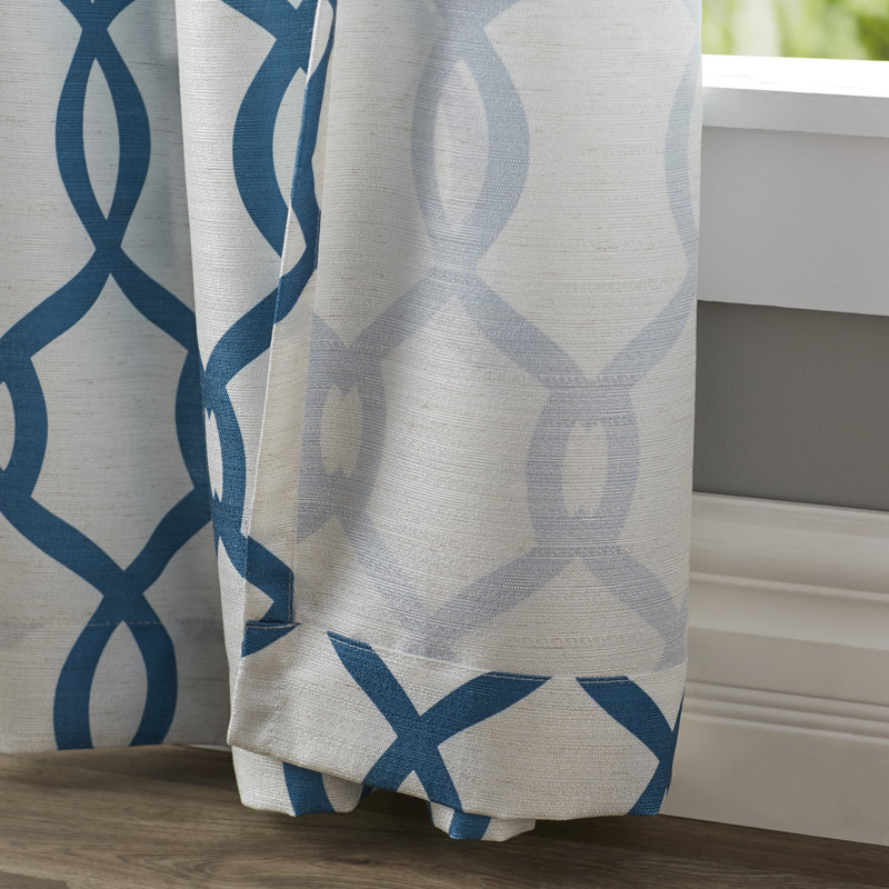Panneaux de rideaux semi-transparents à motif géométrique avec œillets Caliese, Bleu sarcelle, l 54 po x L 96 po