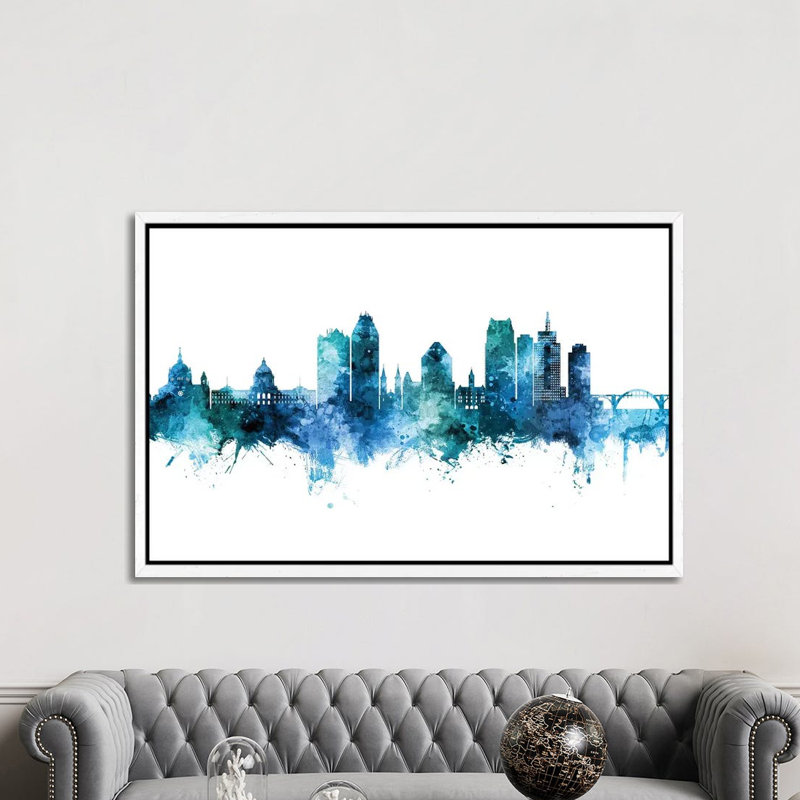 Saint Paul Minnesota Skyline by Michael Tompsett - 1 Piece Wall Art on Canvas, 101.6cm H x 152.4cm W x 3.81cm D