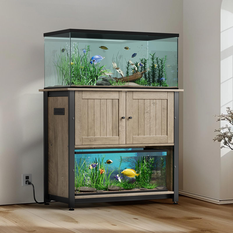 Support pour aquarium 40-50 gallons avec prises de courant, support d'aquarium en métal avec rangement pour accessoires, capacité de 1000 lb