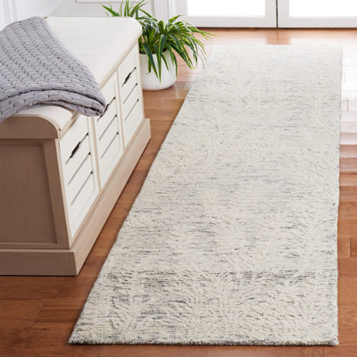 Tapis en laine / coton Hanforrd touffeté à la main ivoire / gris