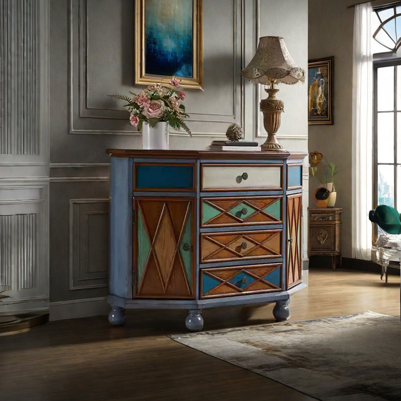 American style multi-functional accent cabinet, Corn Flower Blue
