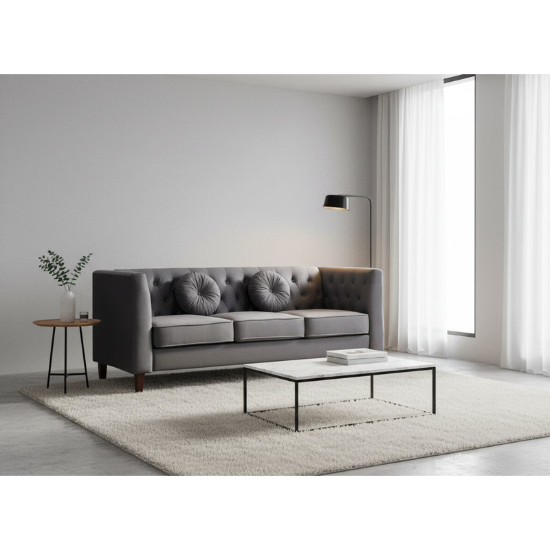 square design 81.5 wide velvet sofa, Gray