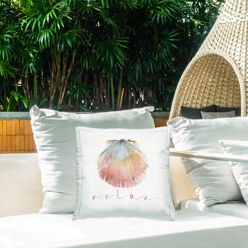 Coussin décoratif d'extérieur Scallop Shell Relax par John Keeling